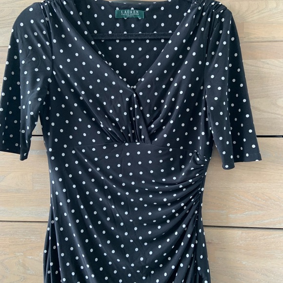 Ralph Lauren Black and White Polka Dot Midi Dress - Picture 6 of 6